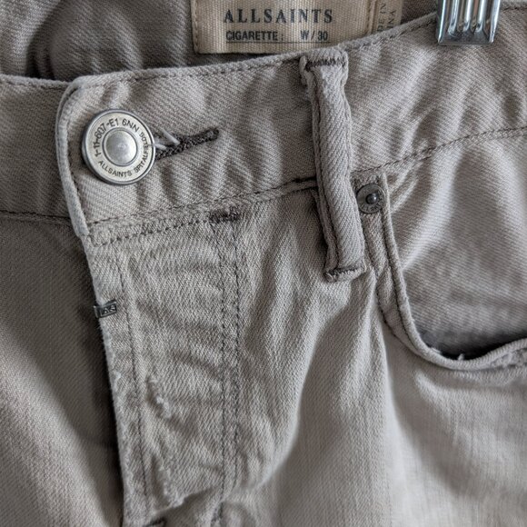 ALLSAINTS Men's Cigarette skinny fit stretch denim jeans Light Gray Size 30 - Picture 3 of 12
